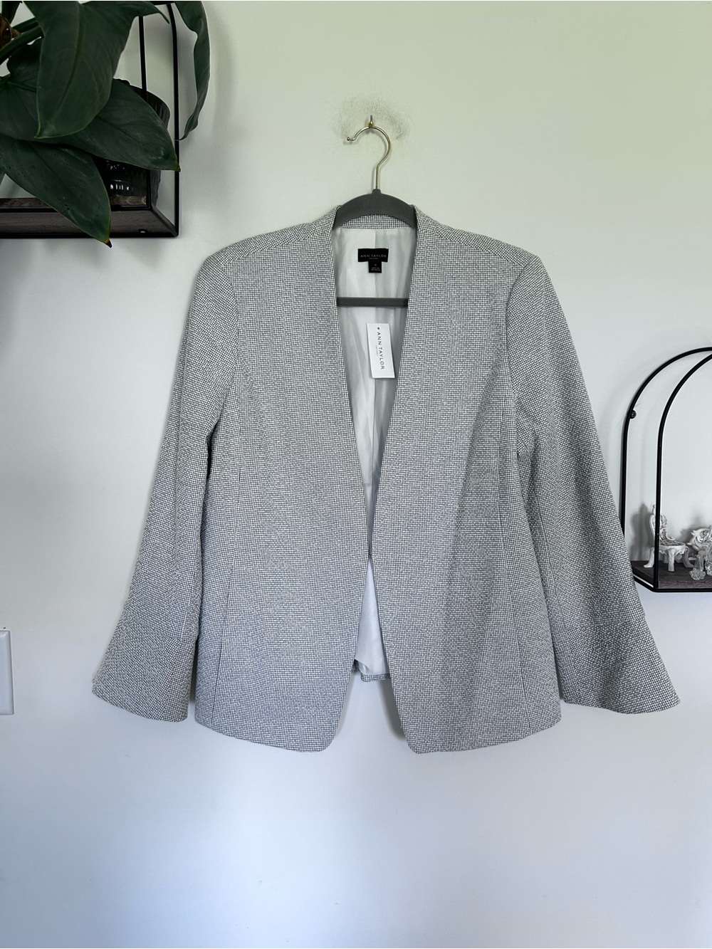NWT‎ Ann Taylor Factory Cotton Blend Black & White Blazer Size 12